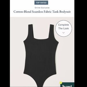 Abercrombie & Fitch Cotton-Blend Seamless Fabric Tank Bodysuit Black Small